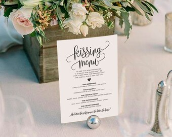 Kissing Menu Printable, Wedding Kissing Menu, Wedding Game, Wedding Printable, Wedding Template, PDF Instant Download #BPB203_48