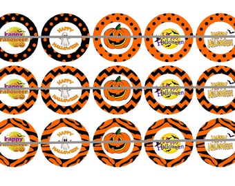 HAPPY HALLOWEEN Bottle Cap Images Instant Download Digital Printable Images Instant Download Bottlecap 1 Inch Circle