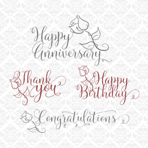 Download Happy Anniversary Birthday Thank You Congratulations SVG DXF STUDIO Ai Eps Vector Instant ...