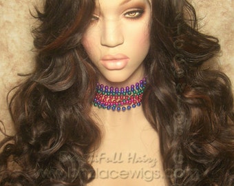 Dark brown 4/30 Mix Loose curl lace front wig Kim Kardashian wig lace front wig Kim Kardashian lace front wig drag queen lace wig