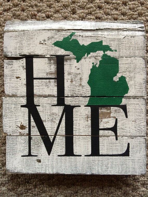Michigan Home Reclaimed Wood Sign 16x16