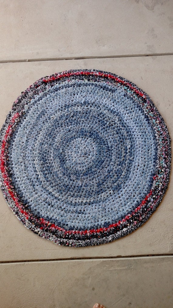 Items similar to Crocheted Rag Rug "Denim" on Etsy