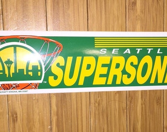 Vintage Seattle Supersonics Sonics NBA Bumper Sticker 90s car rare basketball defunct team