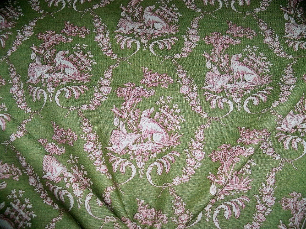 BRUNSCHWIG & FILS HUNTING Dog Toile Fabric 8 Yards Hunter