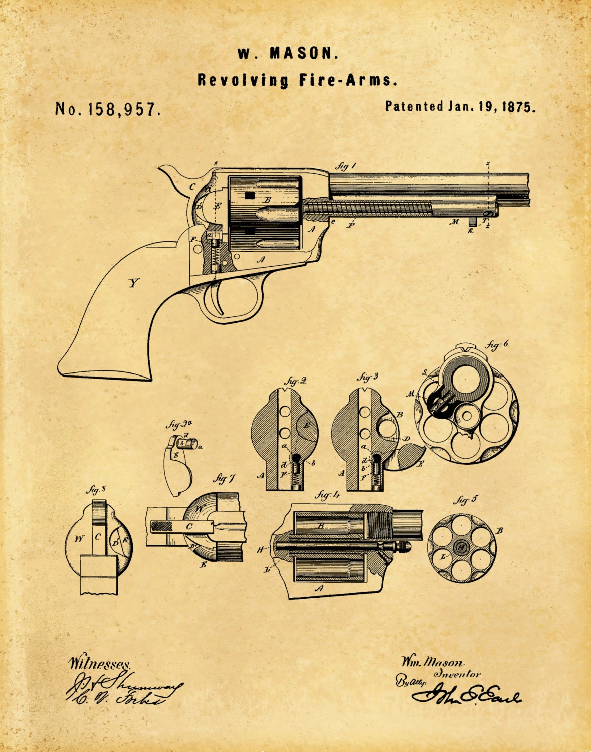 1875 colt 45 patent print revolver peacemaker designed by 1875 colt 45 patent print revolver peacemaker designed by