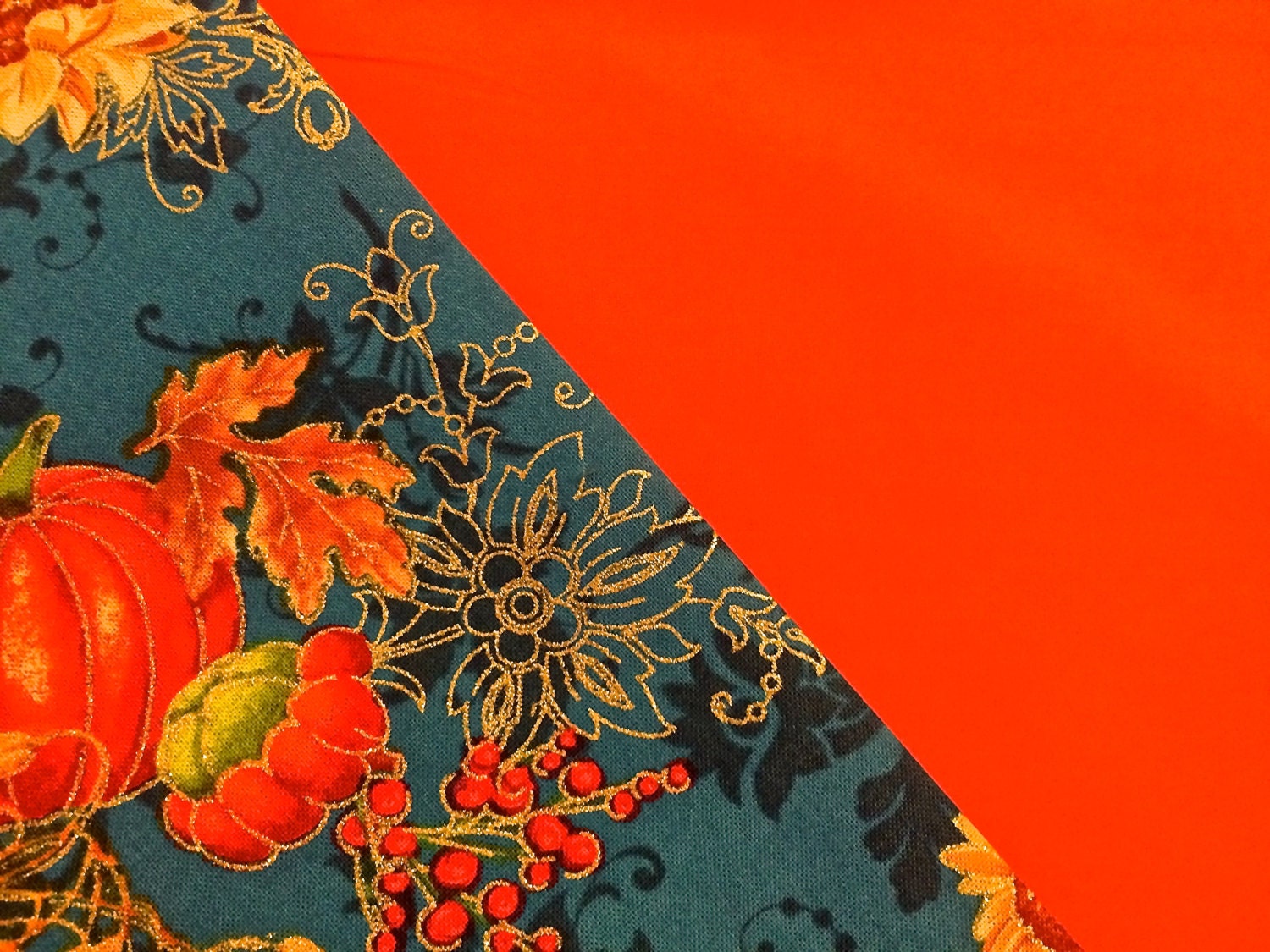 Thanksgiving Table Runner Fall Table Runner Teal and Orange