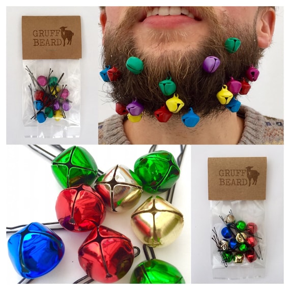 Christmas Jingle Beard Bells. Novelty xmas gift set, secret santa mens stocking filler. Bauble ornaments decorations unique present hipster