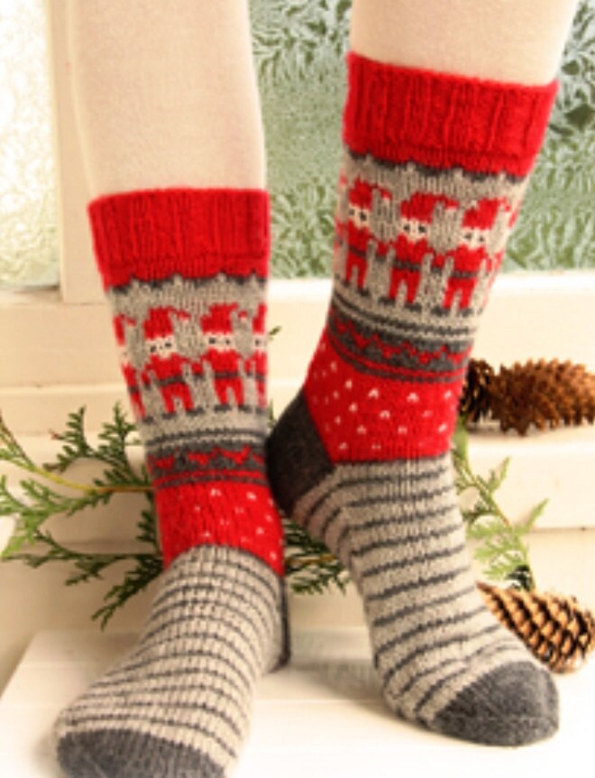 knit socks wool socks Christmas socks knitted by
