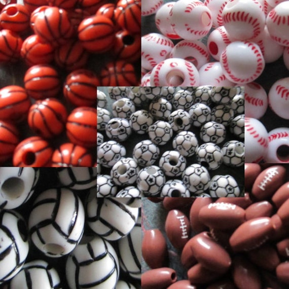 70 pc Sports Beads Sports Ball Charms Plastic by TheSupplyDestash