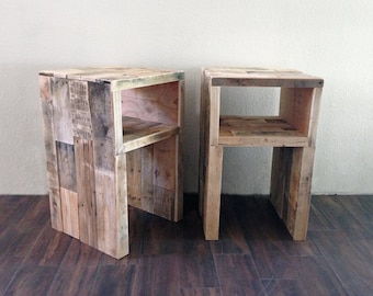 reclaimed wood nightstands night stand end accent bedside bed table stand beach house cabin