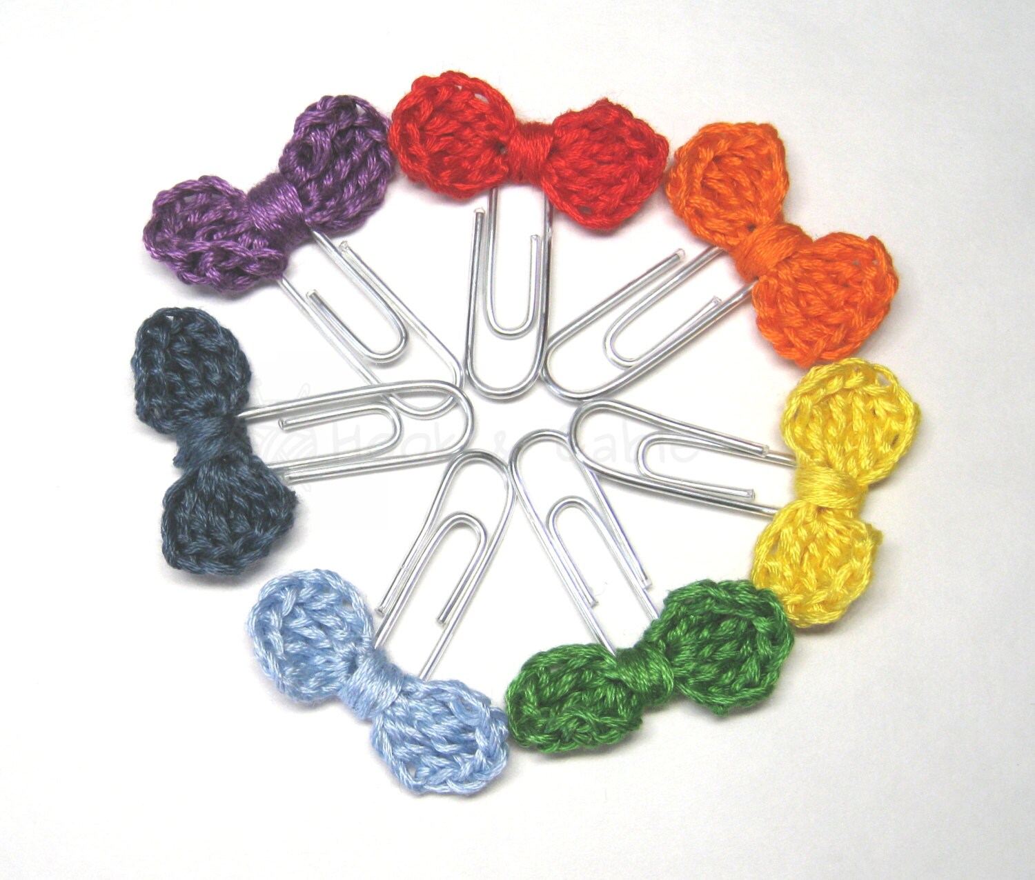 Rainbow Planner Clip Set of 7 Paper Clip Crochet by HookAndCable