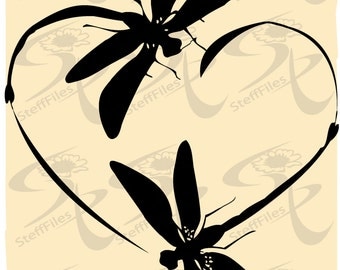 0295_DRAGONFLY Vector Dragonfly Love_heart_clipart_valentines,SVG,DXF,ai, png, eps, jpg,Silhouette,Download files,Digital, graphical