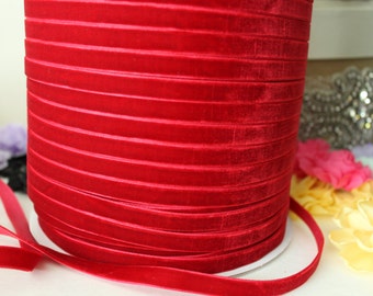 3/8 inch (10 mm ) Scarlet Velvet Ribbon / Single-face velvet ribbon / VRXMD38-260