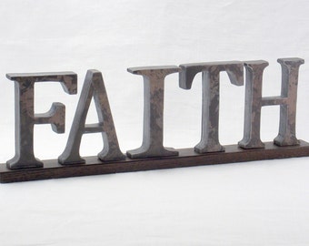FAITH Sign - Wooden Letters - Wood Letters - Word Art Wood Sign - Wooden Word Sign - Mantel Decor - Word Art - Words - Wood Sign