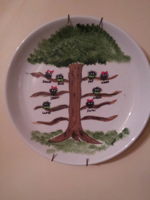 Hand painted Family Tree Display Plate by ForwardMotionDesigns