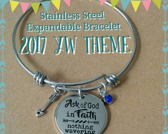 Stainless steel expandable bracelets, with charms, Young Women 2017 Theme, LDS gift, If any of you lack Wisdom.