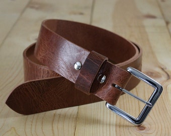 Handmade Genuine Buffalo Leather Belt_Men's Belt_1.25" & 1.5"_Made in Indianapolis, USA