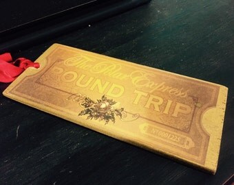 Polar Express Golden Ticket, Shiny Ticket, Polar Express Party Birthday, gold ticket Bell Ticket Train Ticket Ornament Chr