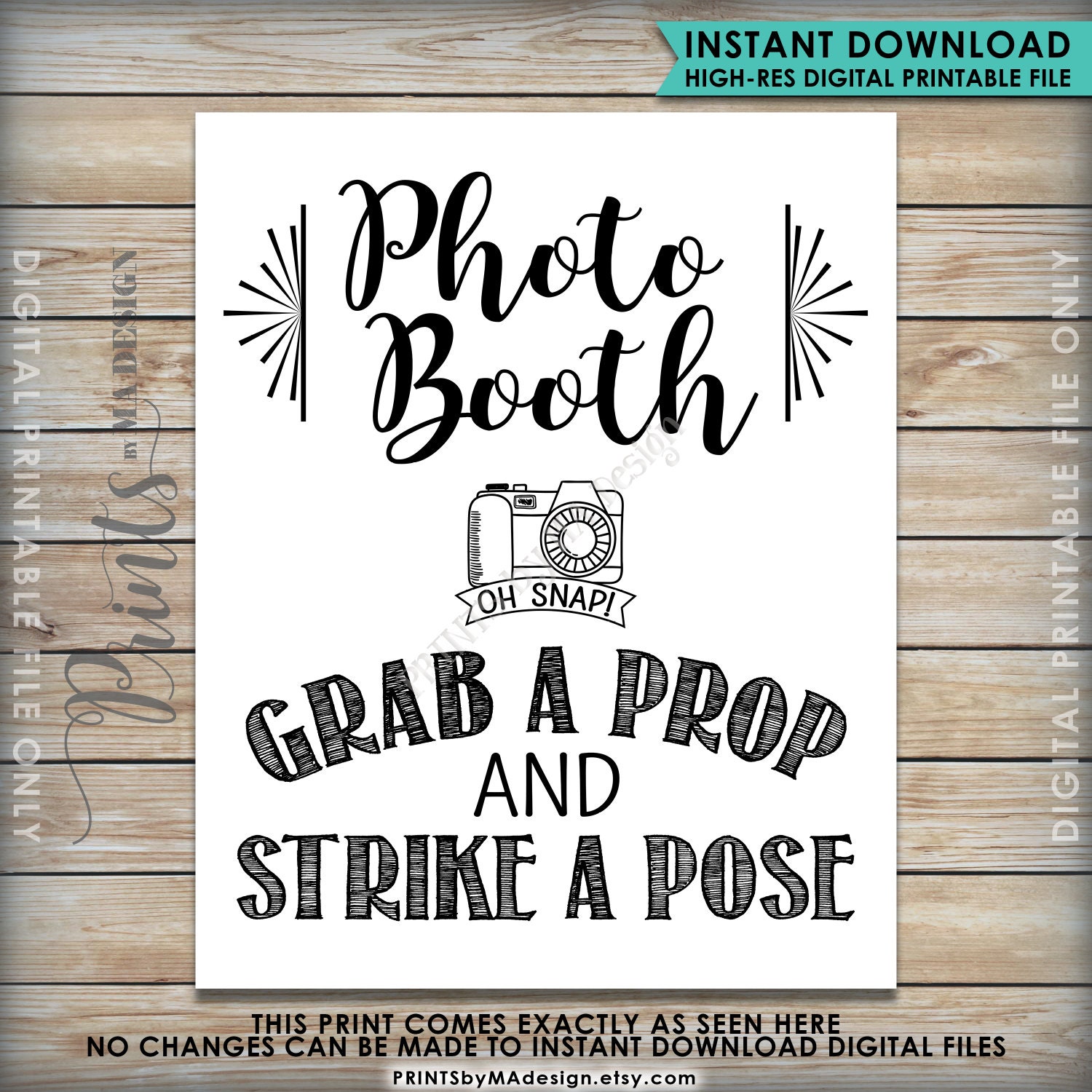 Photobooth Sign Grab A Prop And Strike A Pose Photo Booth Sign Selfie Station Wedding Sign