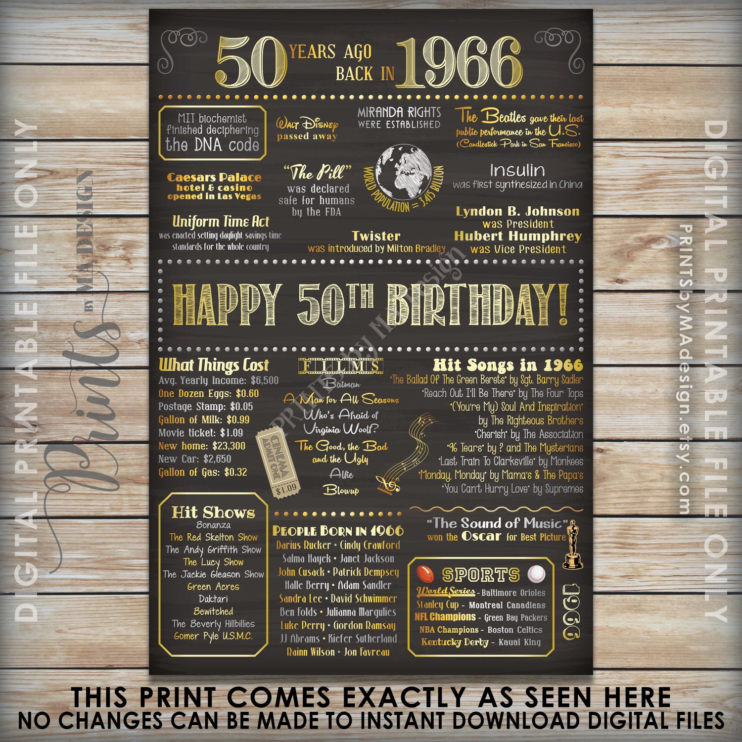 Free 50 Years Ago Poster Printable