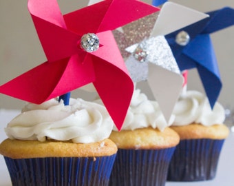 4th of July cupcake topper, fourth of July, american flag, independence day, red white and blue, patriotic, stars and stripes, july 4th