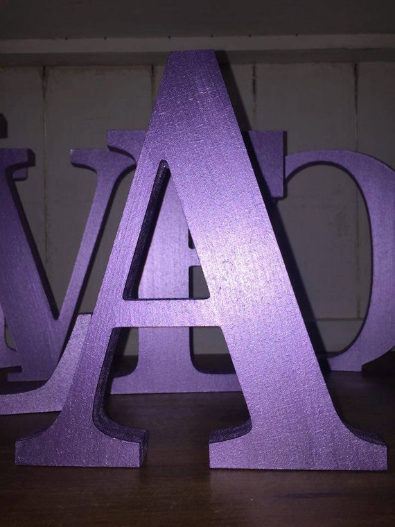 Metallic Purple Large Letters Painted Wooden by