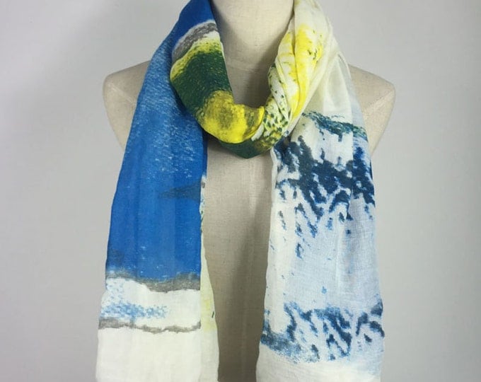 Blue Yellow Scarf Tribal Wrap Yellow Scarf Gifts For Her Blue Scarf Blue Cotton Scarf Blue Tribal Scarf Women Summer Fashion Blue Shawl
