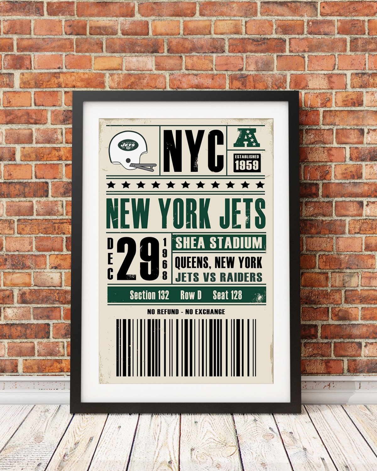 New York Jets Retro Ticket Print