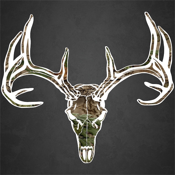 Items similar to Camo White Deer Skull Hunting Window Decal Sticker on Etsy