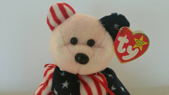 Items similar to Spangle Bear Ty Beanie Baby Red White