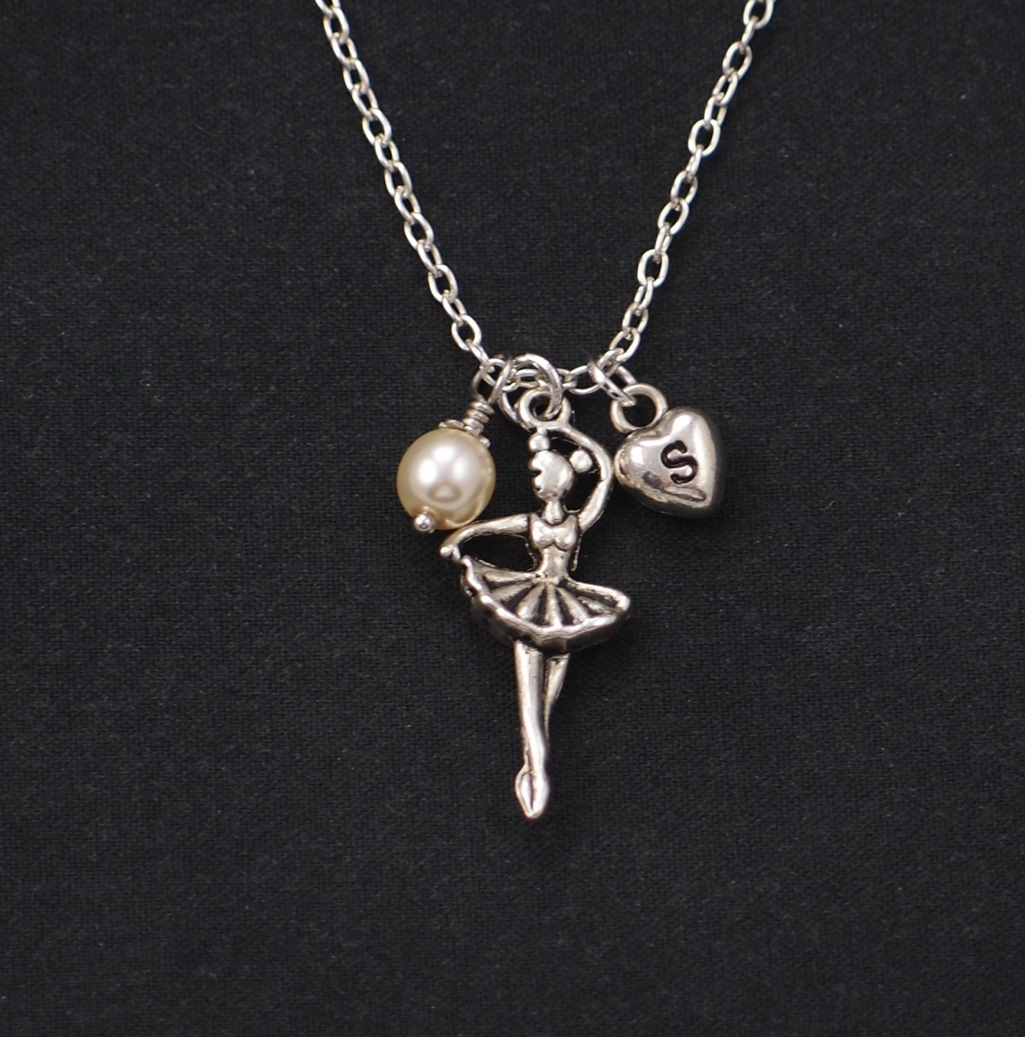 ballerina necklace sterling silver filled initial necklace