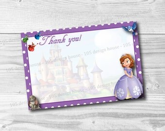 INSTANT DOWNLOAD Sophia The First Thank You Card Printable - 4x6 - Printable Sophia The First Thank You Card - Sophia the 1st
