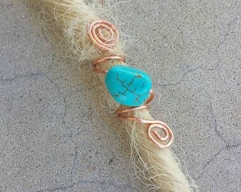 Turquoise and Copper Dreadlock Bead Cuff, Dreadlock Beads, Braid Beads, Hair Beads, Dread Beads, Dreadlock Cuff, Turquoise Dread Bead