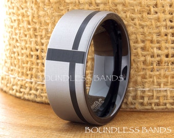 wave tungsten carbide wedding ring