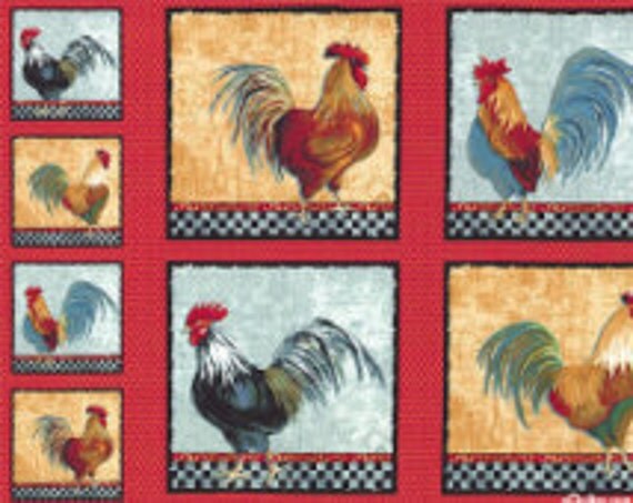 Country Kitchen Roosters Quilt Fabric Panel By Windham Country Kitchen Roosters Quilt Fabric Panel By Windham