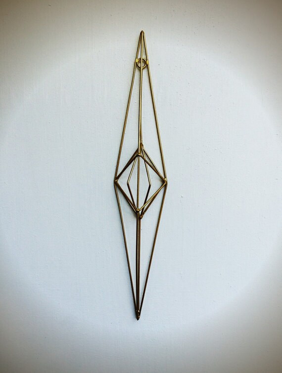 BOLD 3D geometric metal crystal wall art // metallic gold leaf