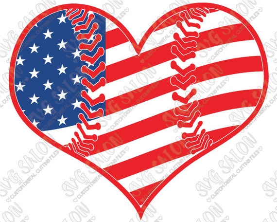 Download Fourth of July American Flag Baseball Heart with Laces by ...