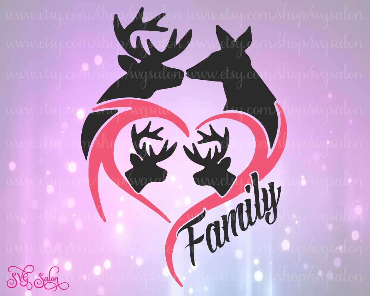 Download Deer Family with Doe Buck and Two Fawns Antler Heart by ...