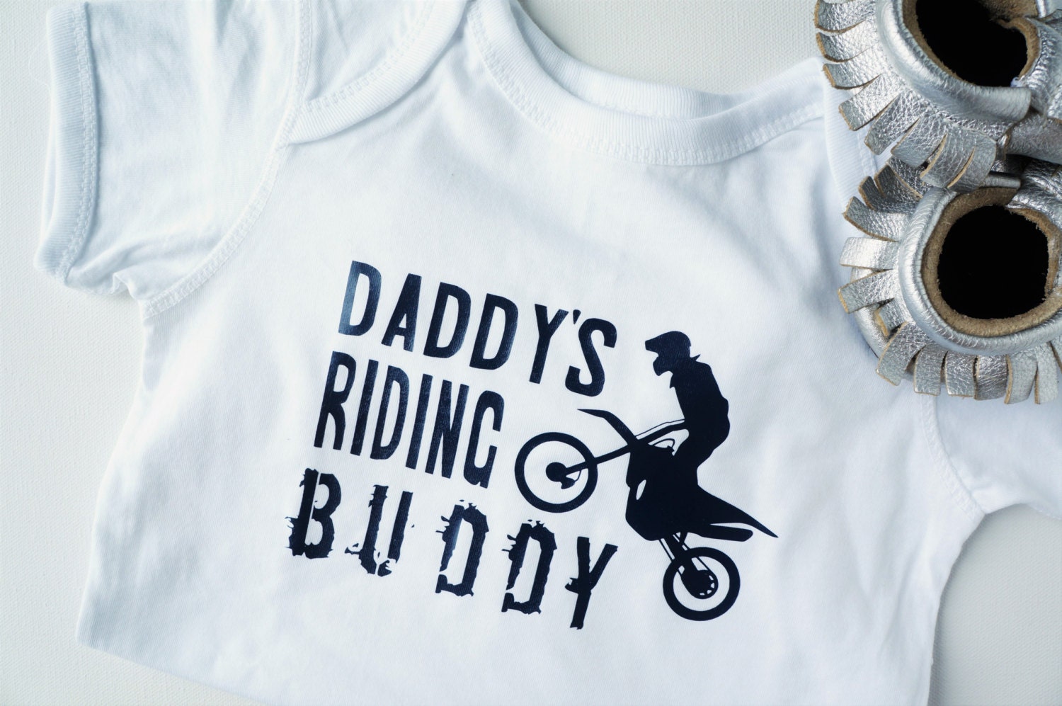 Daddy's Riding Buddy onesie and toddler shirt Dirt bike