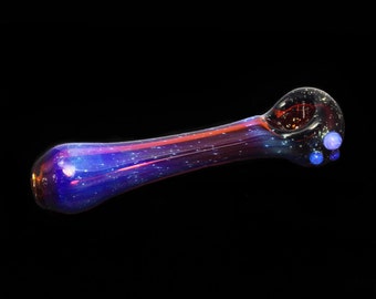 Space Galaxy Amber Glass Pipe, Heady Hand Blown with Pink Slyme