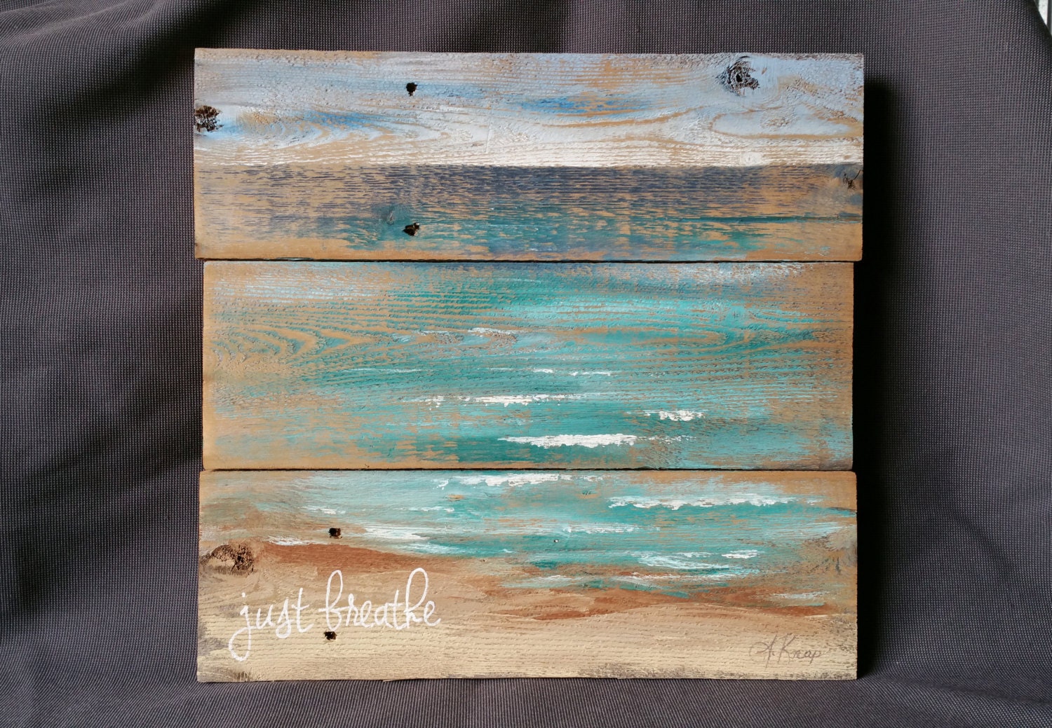 Beach seascape Painting Pallet art Personalized Gift