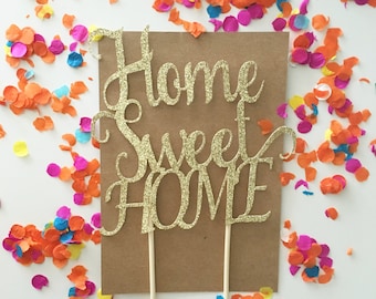 Glitter Home Sweet Home Cake Topper, House Warming Cake, New Home Cupcakes, Key Cake Topper, Congratulations Cake Topper, Welcome Home Cake