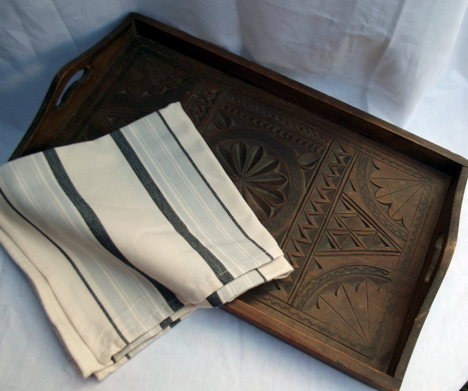 Hand carved wooden French tray Vintage Haute Juice