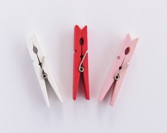Colored Wooden Clothespins - Wooden Laundry Clips