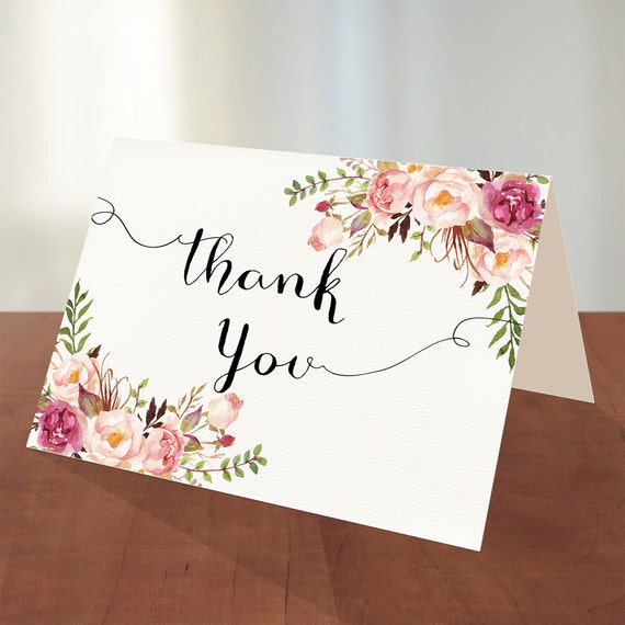 Printable FOLDABLE Thank you Card Bridal Shower Digital