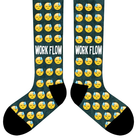 s79WORK FLOW SWEATING Emoji Socks emojis tgif by Craftilocks