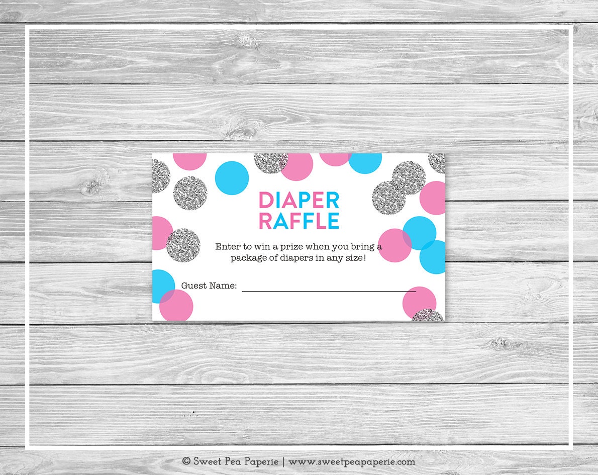 Pink And Blue Gender Reveal Diaper Raffle Insert Printable 1499