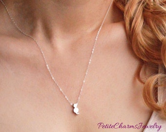 SALE! Petite Silver, Gold Monogram Cat Necklace, Personalized Cute Cat, Tiny Initial Charm, Lucky Charm, Love Cat Jewelry, Valentine's Gifts