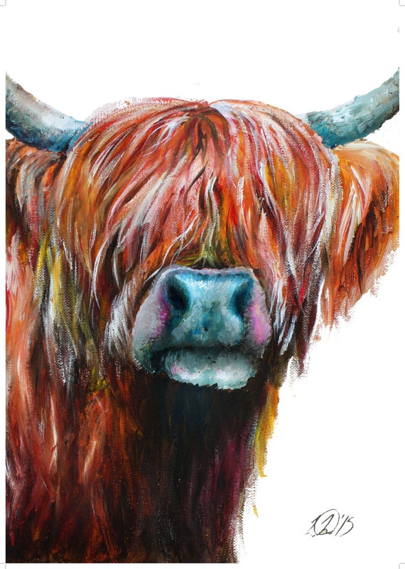 Items similar to Highland Cow painting, Highland Cow print, Cattle