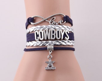 Cowboys football infinity bracelet, custom football bracelets, 49er's football infinity bracelet, Dallas Cowboy football jewelry, Cowboys